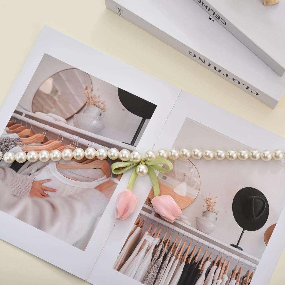 SUQ I OME Handmade Tulip Flower Curtain Magnetic Tiebacks, Pink