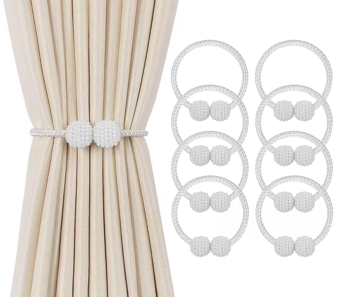 8 Pack Magnetic Curtain Tiebacks, Curtain Tiebacks Buckles Holdbacks Holders for Home Bedroom Office Decorative Curtain (Grey)