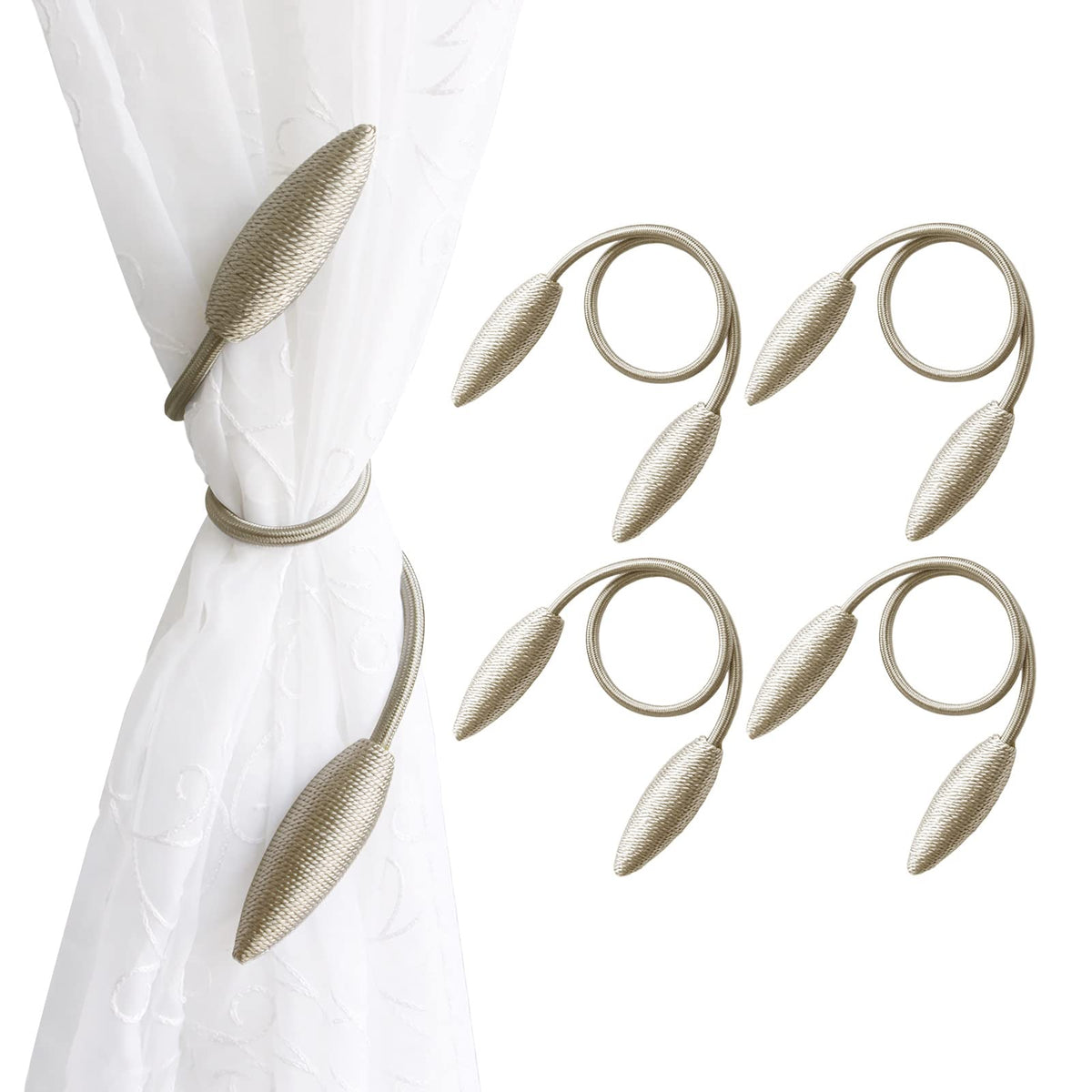 Valea Home 2 Pieces Curtain Tiebacks Clips Creative Window Drape Twist Tie Backs European Style Custom Made Curtain Holders Decorative Draperies Holdbacks, Black