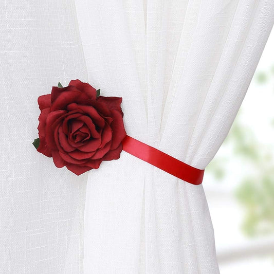 Magnetic Curtain Tiebacks, Rose Flower Tie Backs Rope