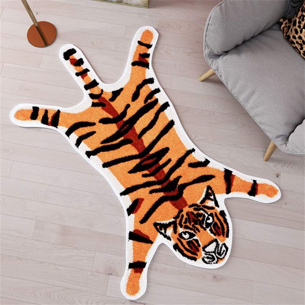 Leopard Area Rug Animals Printed Hide Mats Faux Fur Cowhide Skin Carpet for Home Office, Living Room, Bedroom, 5.2ft x 6.5ft (160 x 200cm)