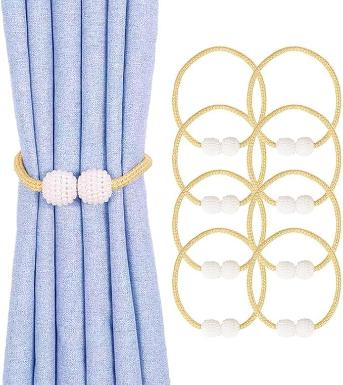 8 Pack Magnetic Curtain Tiebacks, Curtain Tiebacks Buckles Holdbacks Holders for Home Bedroom Office Decorative Curtain (Grey)