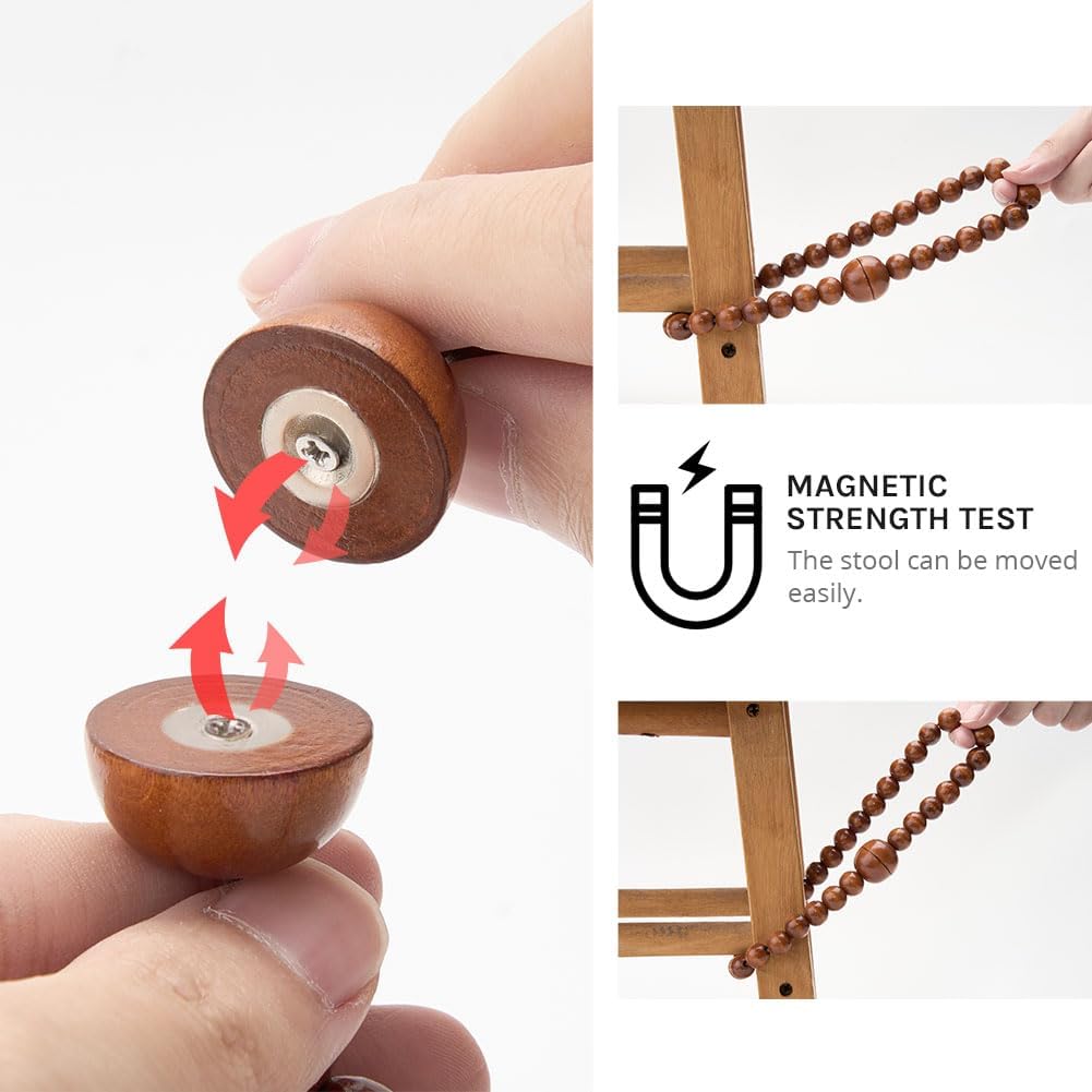NICEEC 2 Pack Wood Bead Curtain Tiebacks Boho Farmhouse Decor Drape Tie Backs Strong Magnetic Natural Wooden Beaded Curtain Holdbacks for Home & Office Outdoor Window Draperies (Coffee)