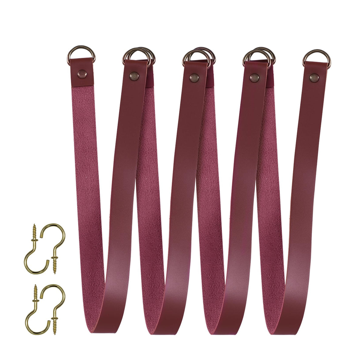 HOME QUEEN Faux Leather Curtain Tiebacks with Hooks, 2 Pack, Chocolate