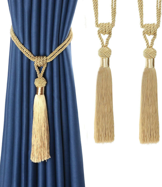 BEL AVENIR 2 Pack Curtain Tiebacks Hand-Woven Tassels Holdbacks
