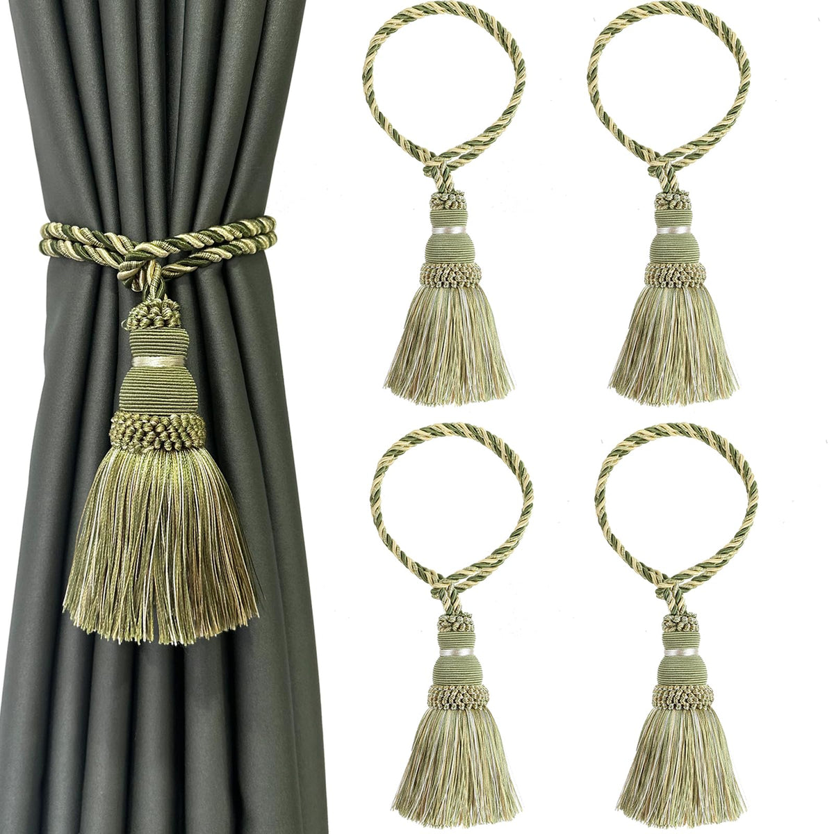 2 Pack Curtain Tie Backs Rope Tassels for Curtain Holdback