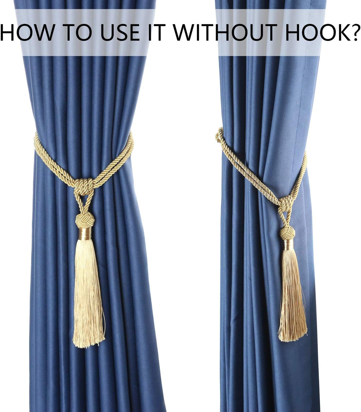 BEL AVENIR 2 Pack Curtain Tiebacks Hand-Woven Tassels Holdbacks