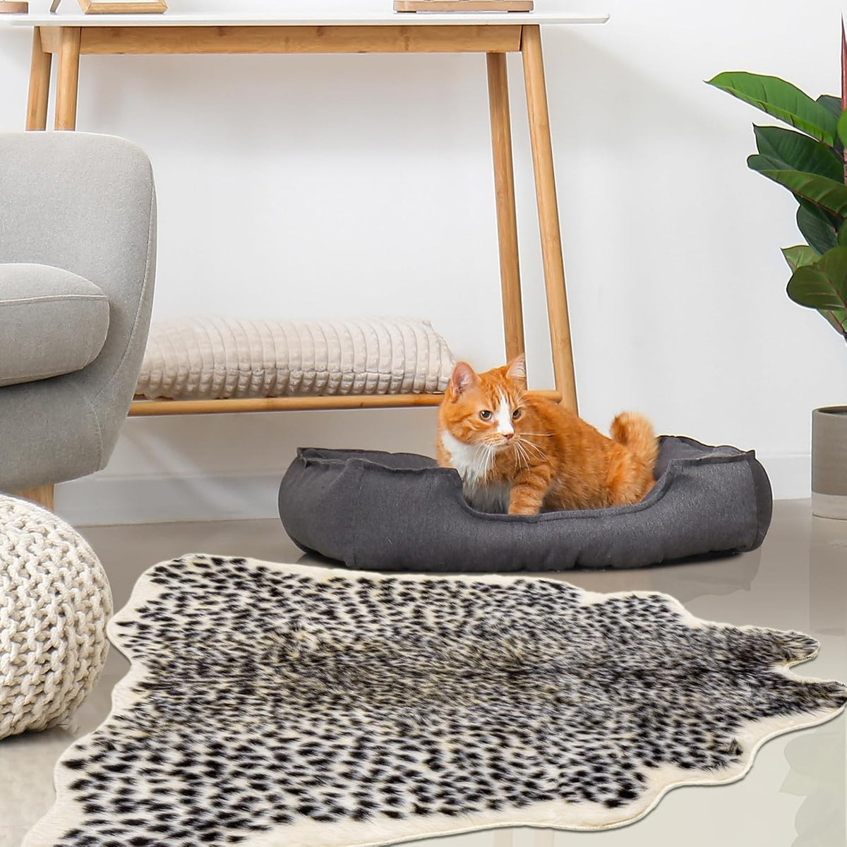 Seek4comfortable Leopard Print Rug Faux Cowhide Cheetah Skin Rug Home Decor