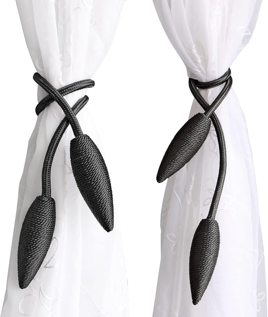 Valea Home 2 Pieces Curtain Tiebacks Clips Creative Window Drape Twist Tie Backs European Style Custom Made Curtain Holders Decorative Draperies Holdbacks, Black