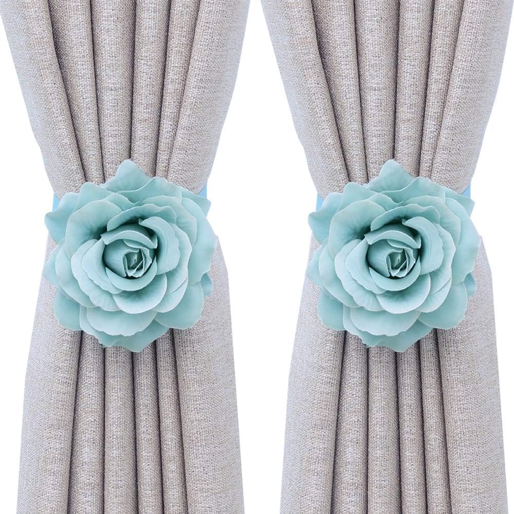Magnetic Curtain Tiebacks, Rose Flower Tie Backs Rope
