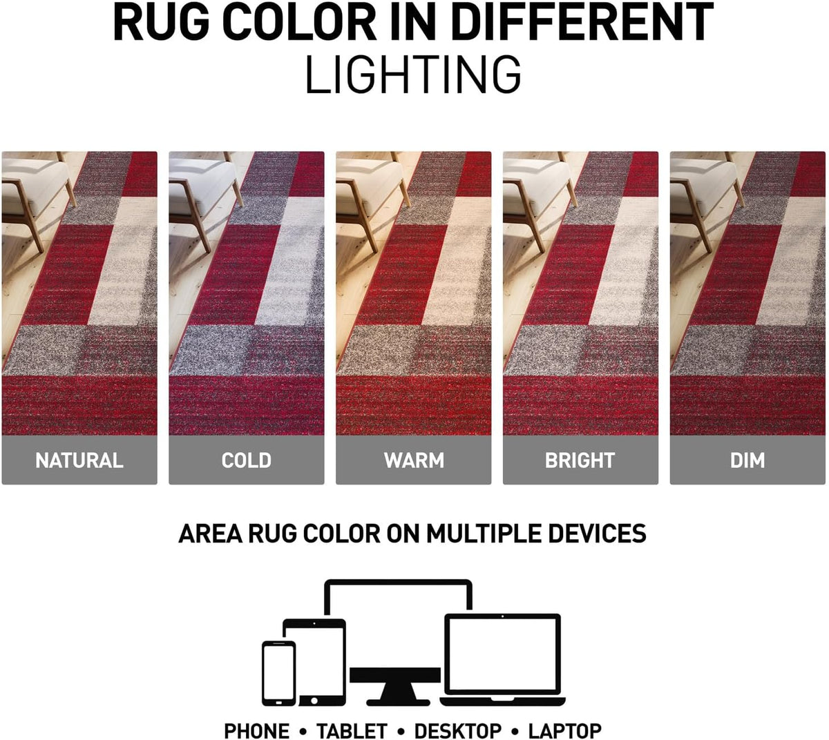 Rugshop Geometric Boxes Non-Slip Modern Area Rug Red 5'3" x 7'3"