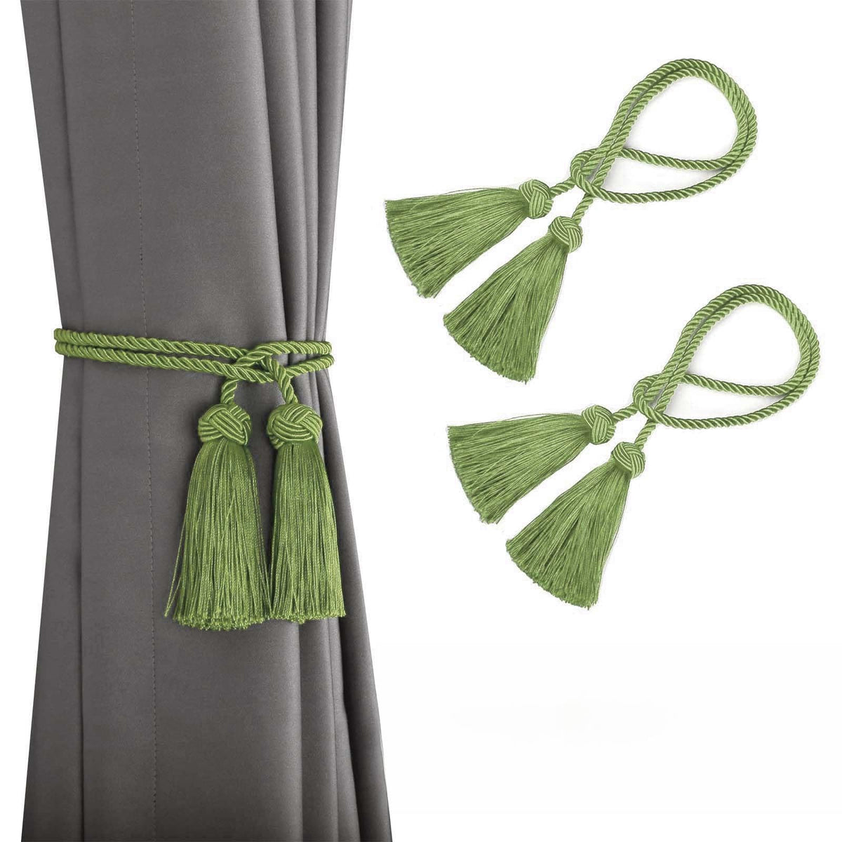 BEL AVENIR 2 Pack Handmade Rope Tassel Curtain Tiebacks