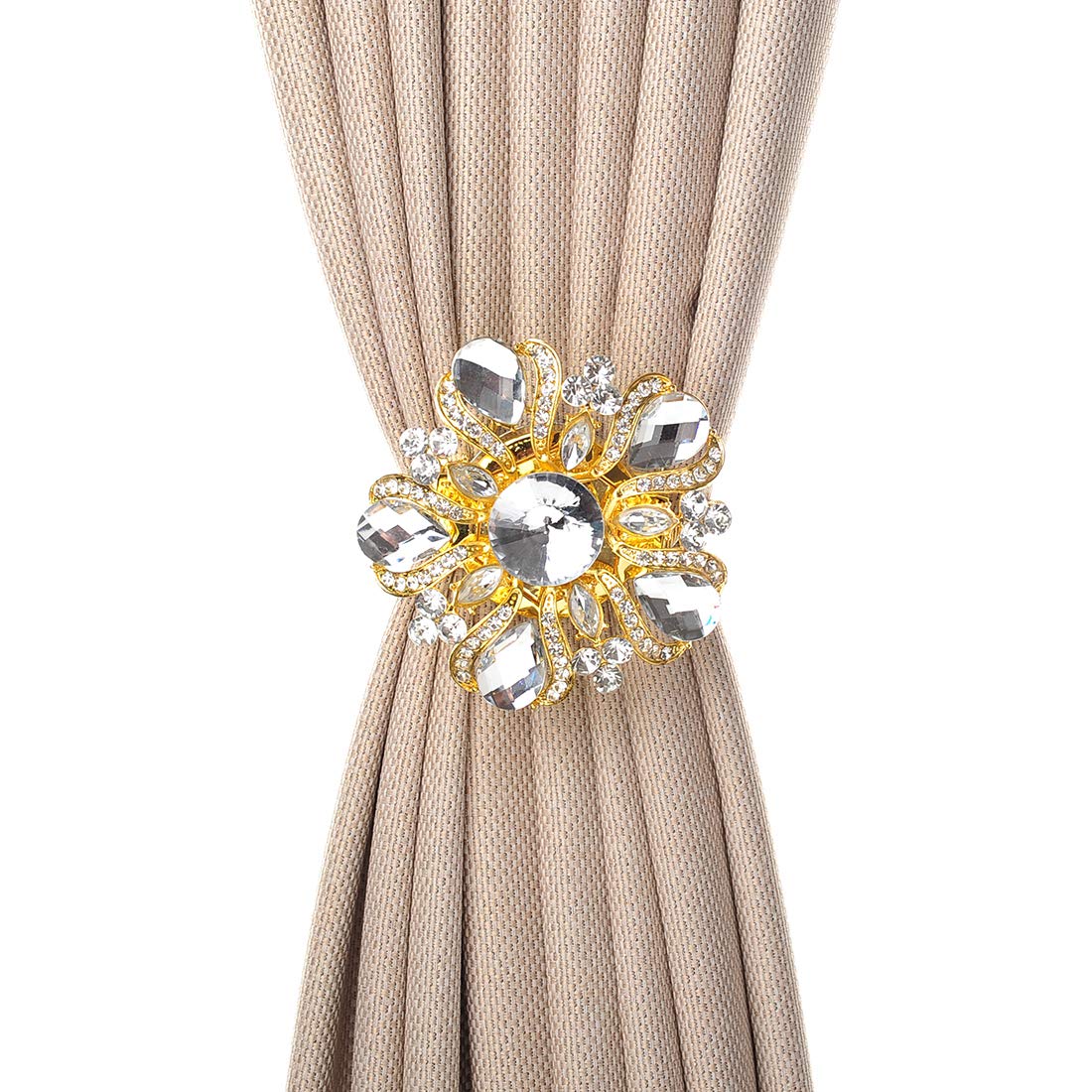 SUQ I OME Luxury Big Crystal Magnetic Curtain Tieback, Bronze