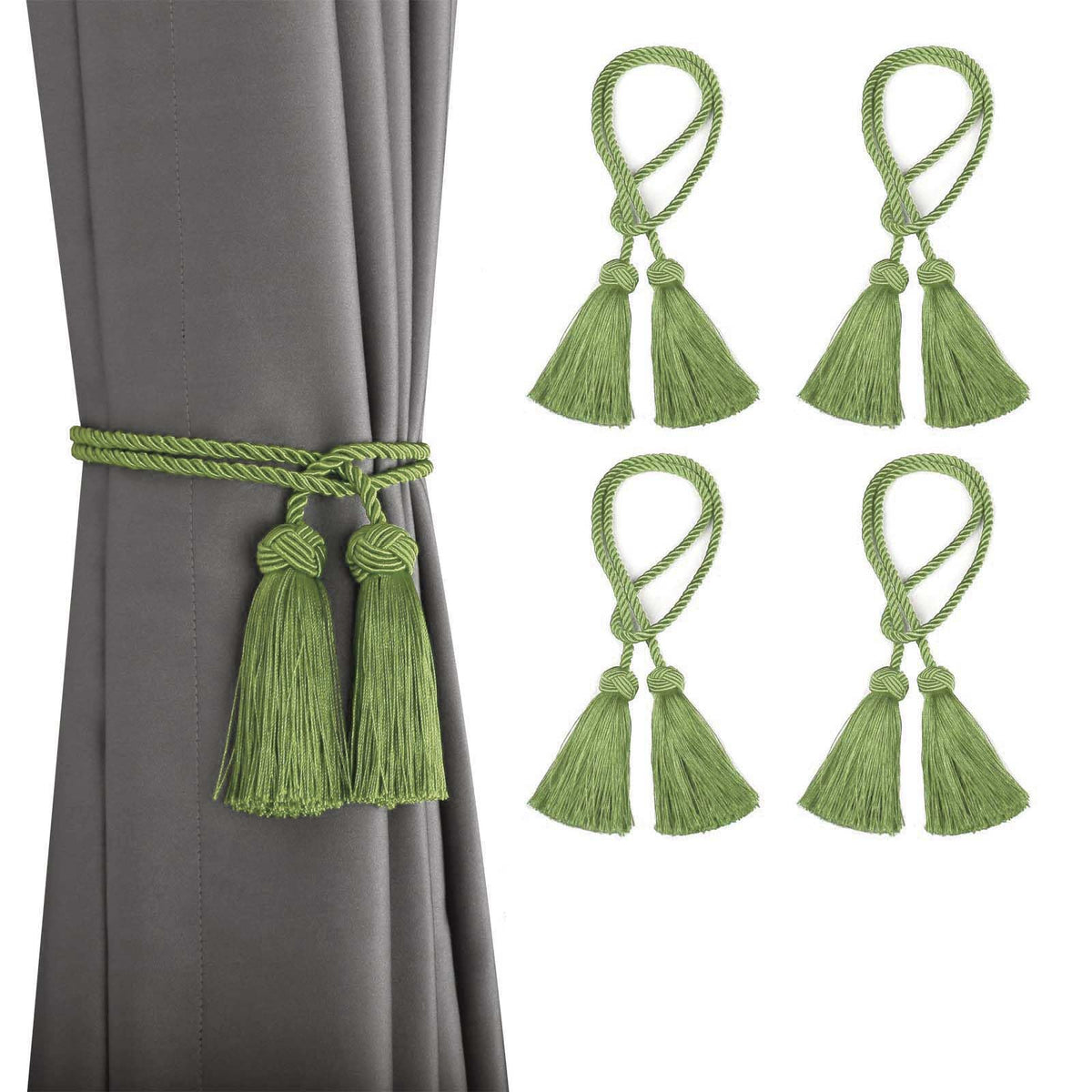 BEL AVENIR 2 Pack Handmade Rope Tassel Curtain Tiebacks