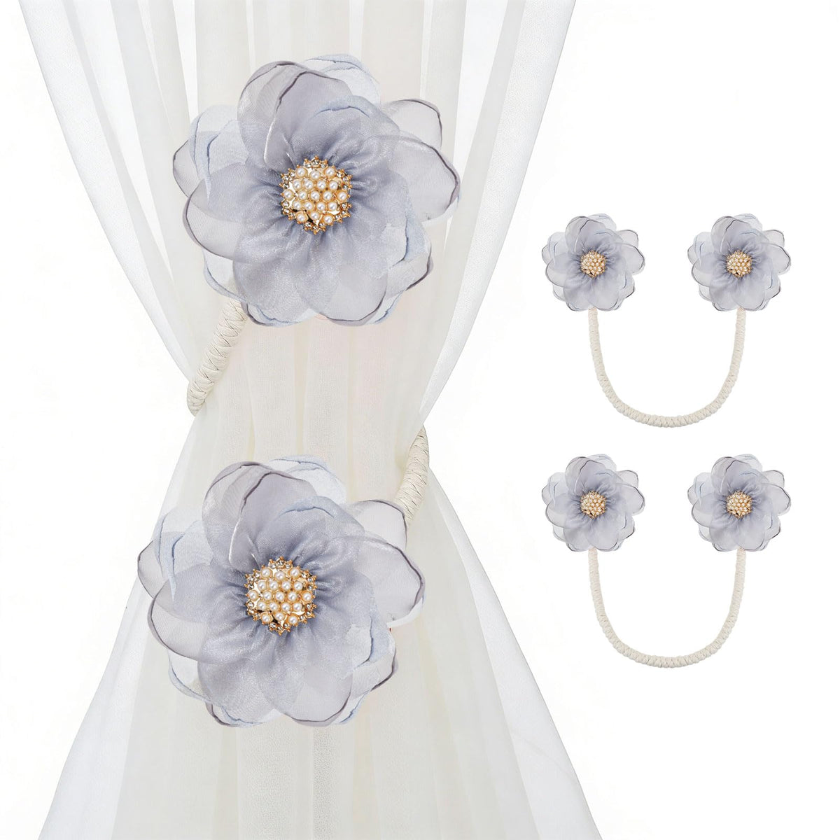 AULEEP Flower Curtain Holdbacks Tiebacks for Drapes Curtain Ties 2 Pack
