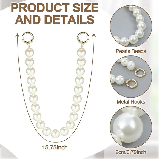 Tondiamo 2 Pack Pearl Curtain Tiebacks Decorative Window Drape Holdbacks with Large Pearls French Rustic Curtain Tie Bands for Bedroom Living Room Home Decor (Single)