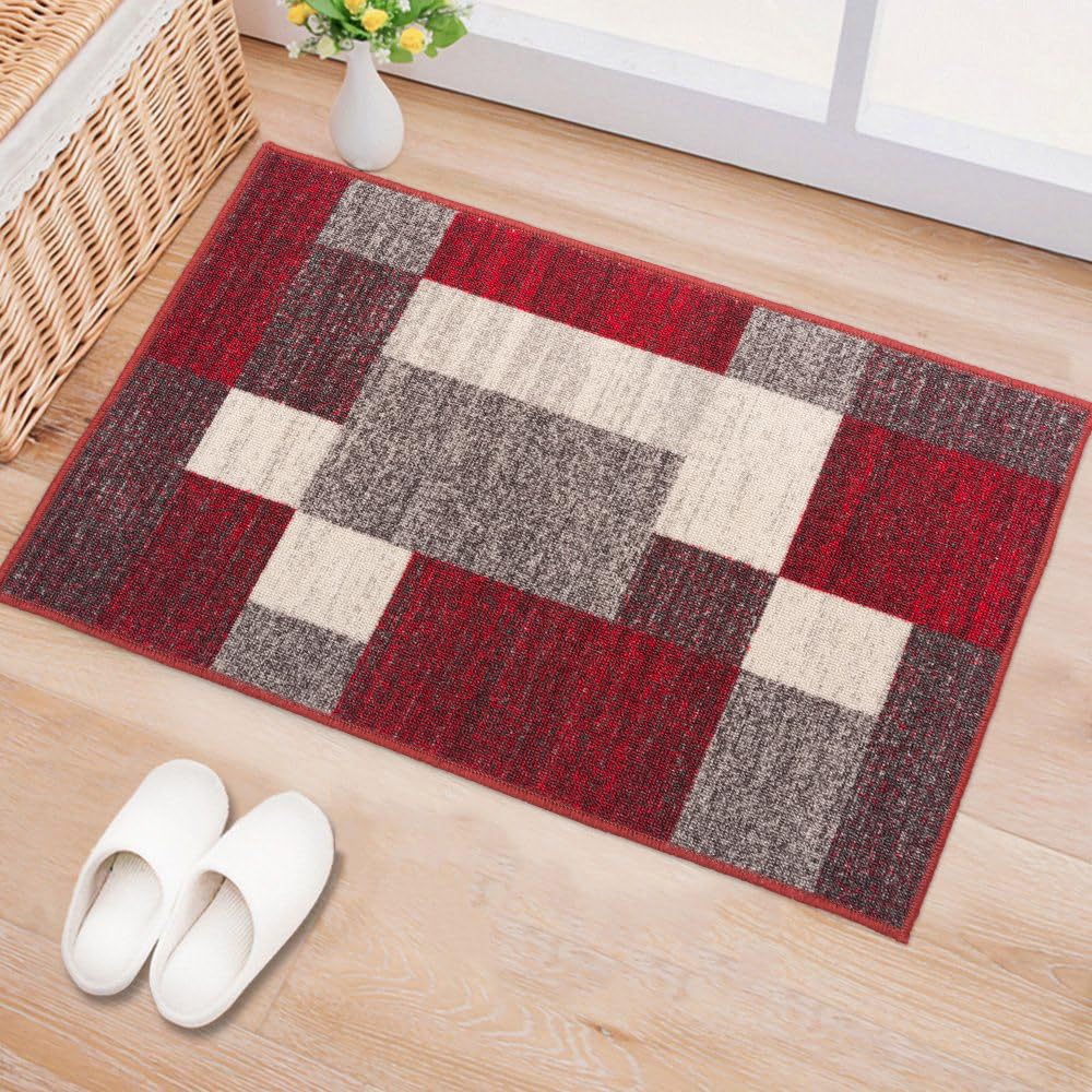 Rugshop Geometric Boxes Non-Slip Contemporary Area Rug Blue 5'3" x 7'3"