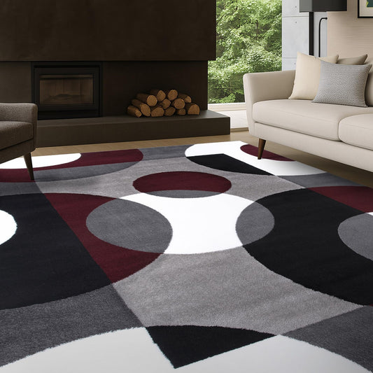 Rugshop Circle Design Contemporary Geometric Area Rug Burgundy 5'3" x 7'3"