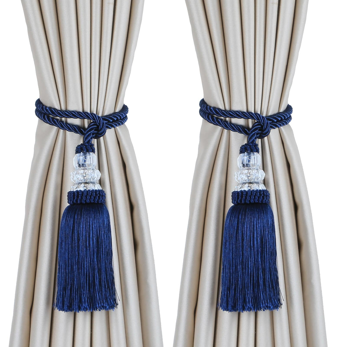 2 Pack Curtain Tiebacks with Tassel, White