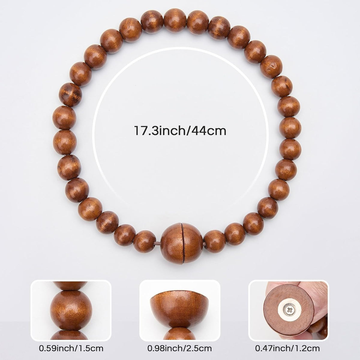 NICEEC 2 Pack Wood Bead Curtain Tiebacks Boho Farmhouse Decor Drape Tie Backs Strong Magnetic Natural Wooden Beaded Curtain Holdbacks for Home & Office Outdoor Window Draperies (Coffee)