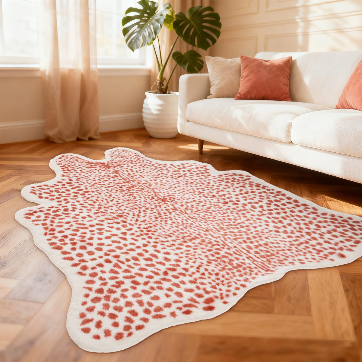 Seek4comfortable Leopard Print Rug Faux Cowhide Cheetah Skin Rug Home Decor