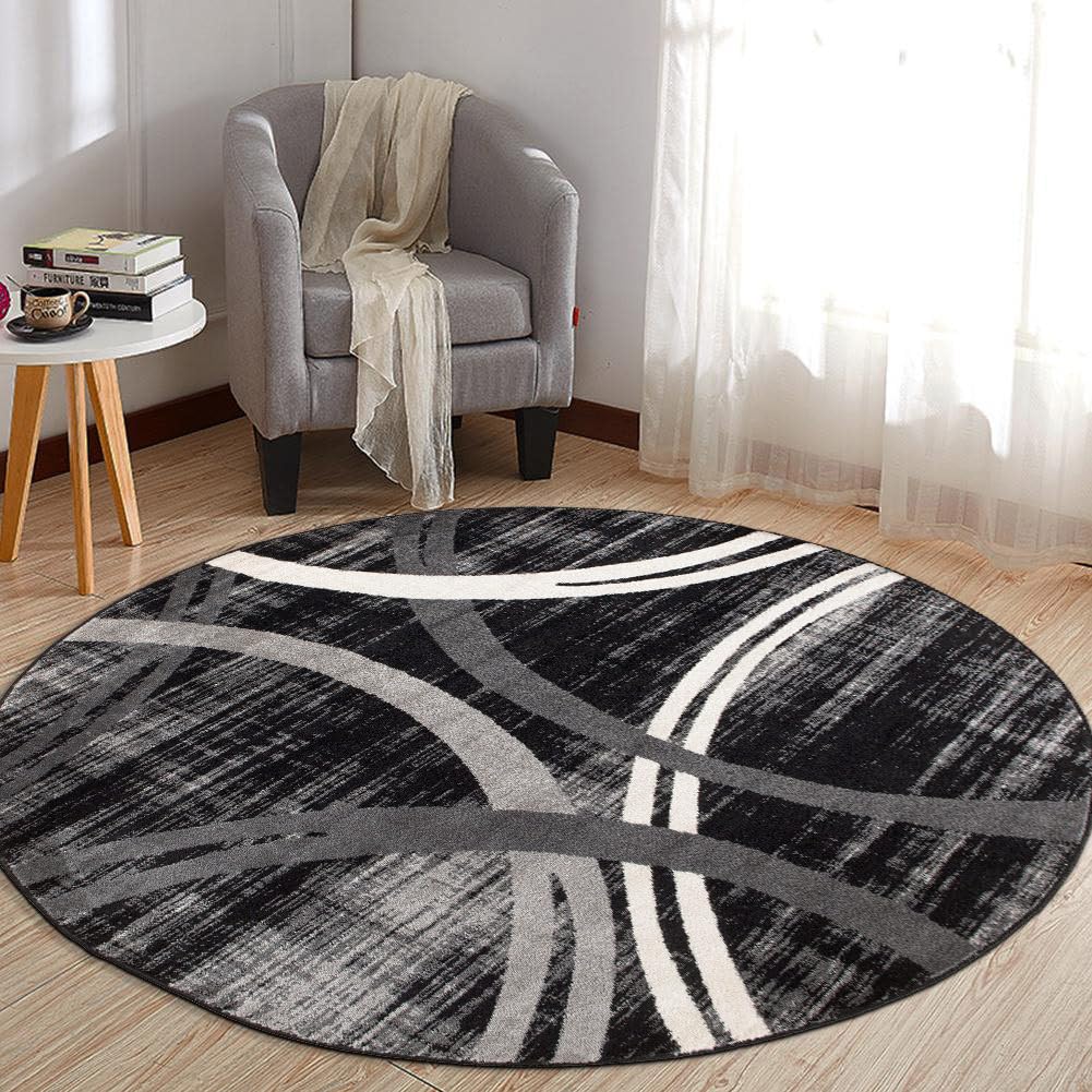 Rugshop Wavy Circles Fade-Resistant Living Room Area Rug Gray 5'3" x 7'3"