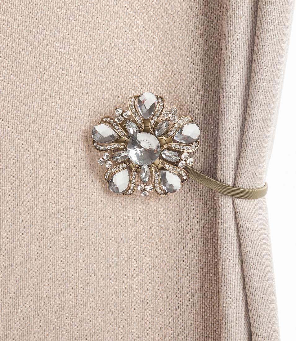 SUQ I OME Luxury Big Crystal Magnetic Curtain Tieback, Bronze