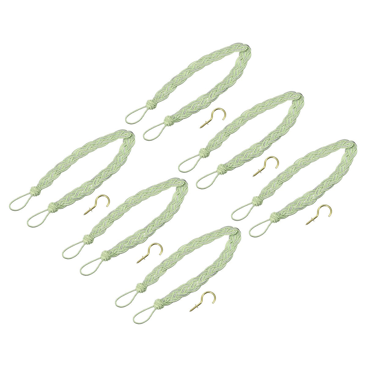 uxcell 4Pcs Curtain Tiebacks, 58cm/23 Braided Drapery Holdback Holder Decorative Rope Tie Back with 4 Metal Hooks, Taupe/Silver