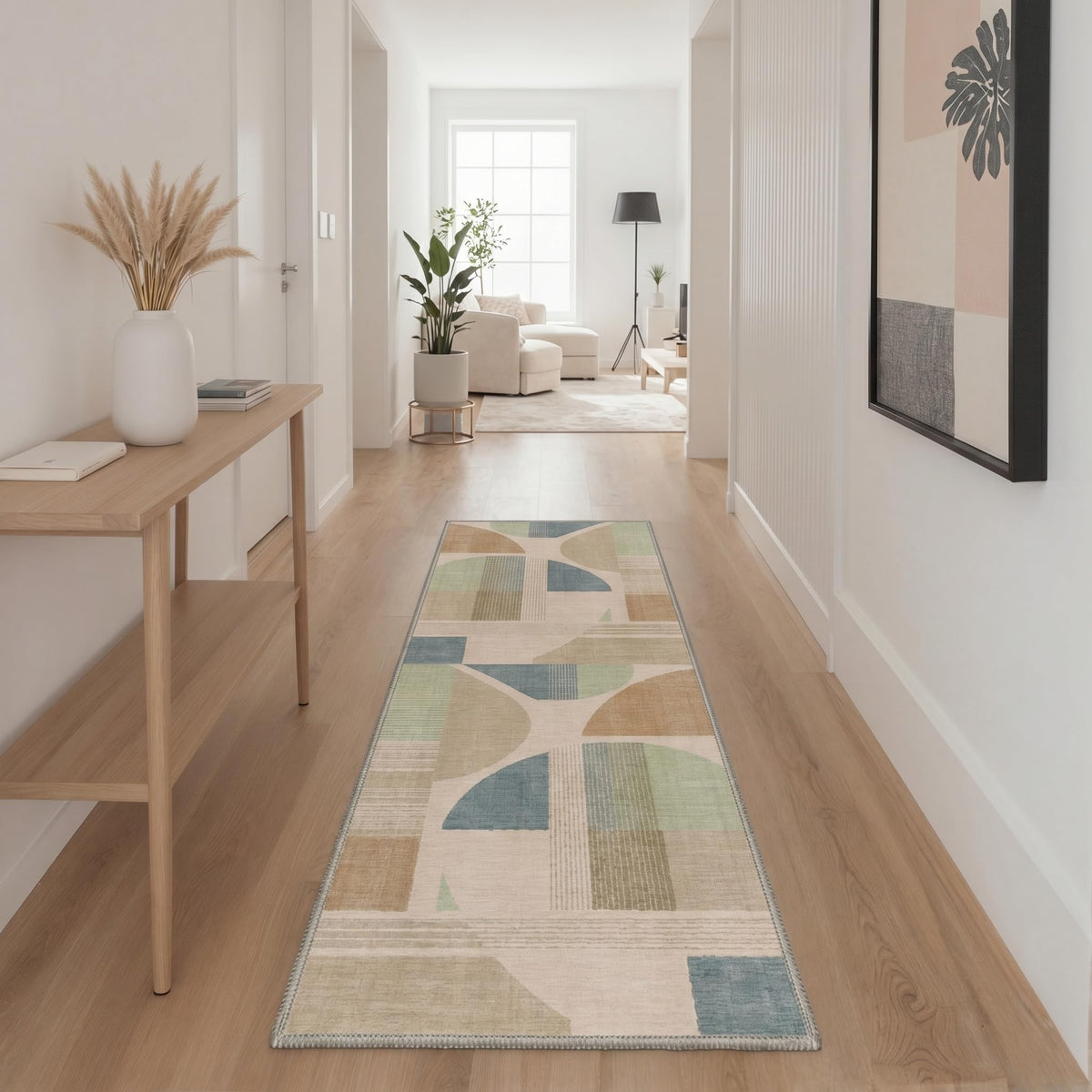 BEIMO 5x7 Washable Area Rugs, Green Mid Century Modern Rug for Bedroom