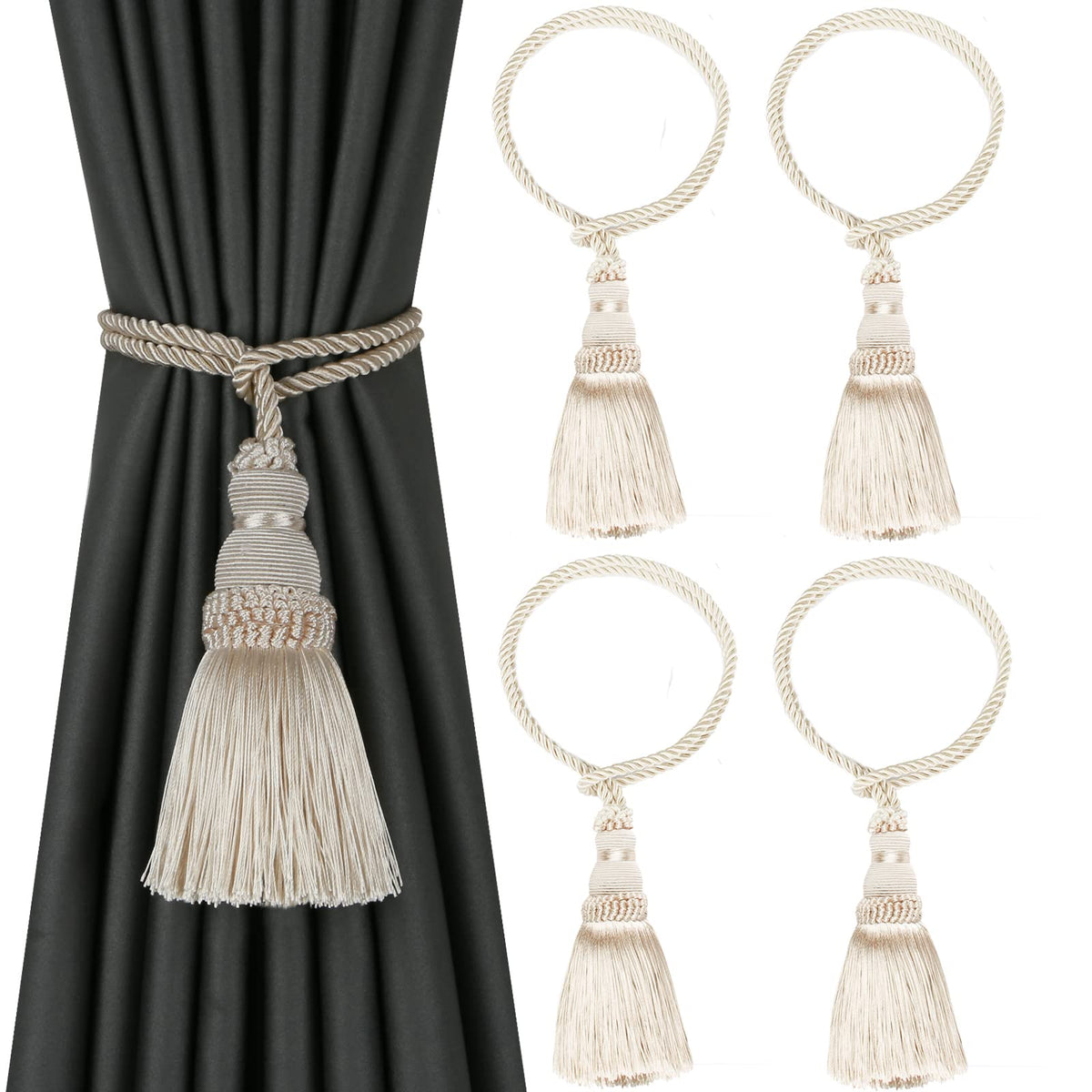 2 Pack Curtain Tie Backs Rope Tassels for Curtain Holdback