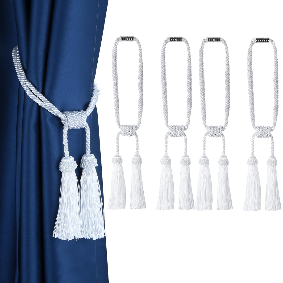 Magnetic Curtain Tiebacks Handmade Tassel Drapery Holdback,2P