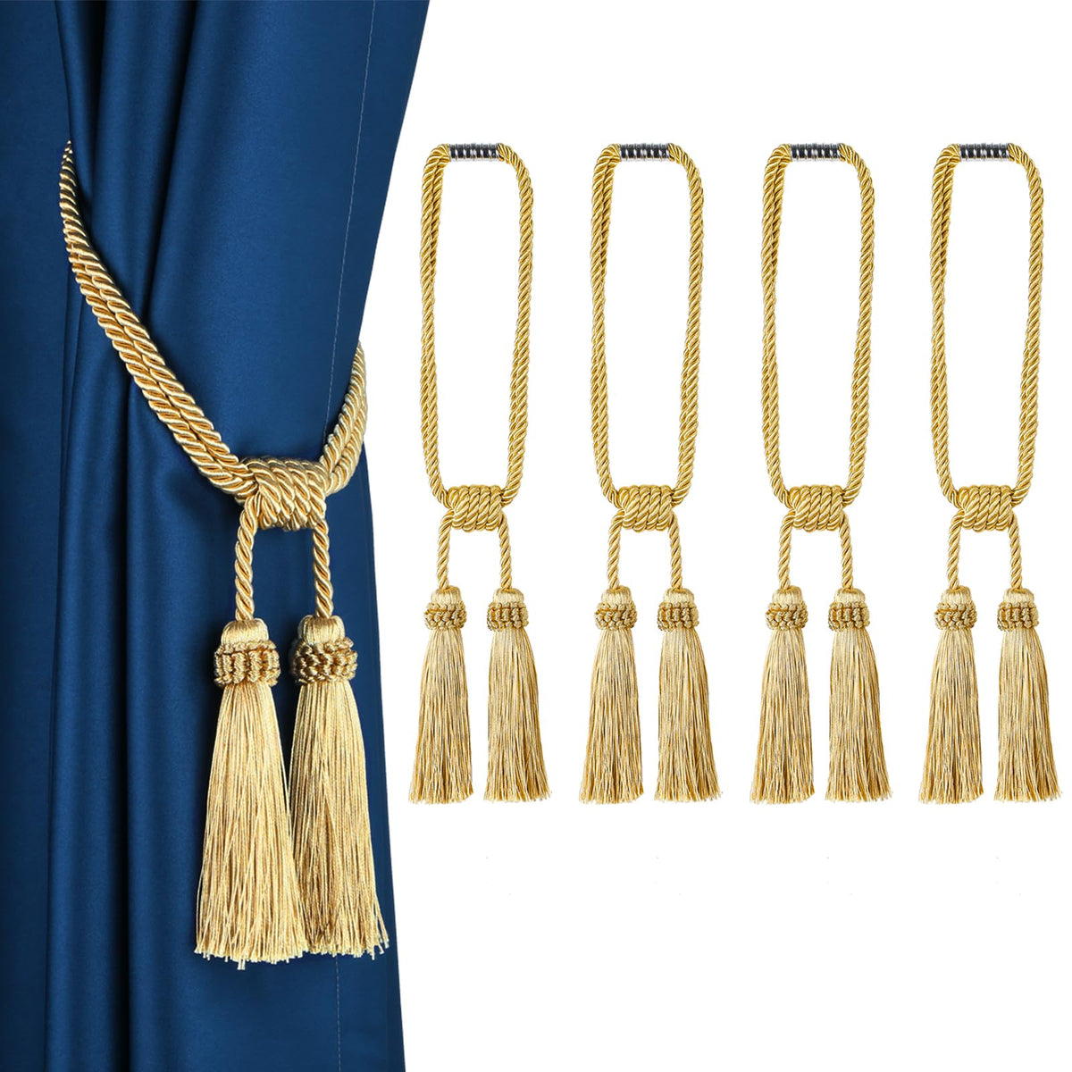 Magnetic Curtain Tiebacks Handmade Tassel Drapery Holdback,2P