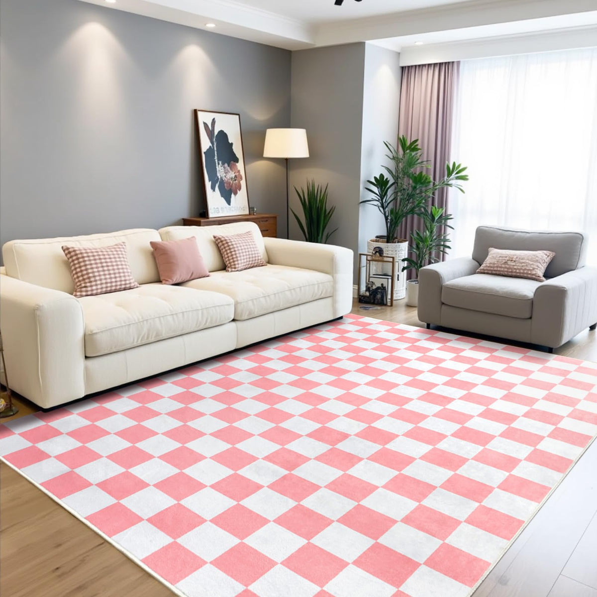Terrug Multicolored Geometric Checkered Rug for Living Room, 5x7 Area Rugs
