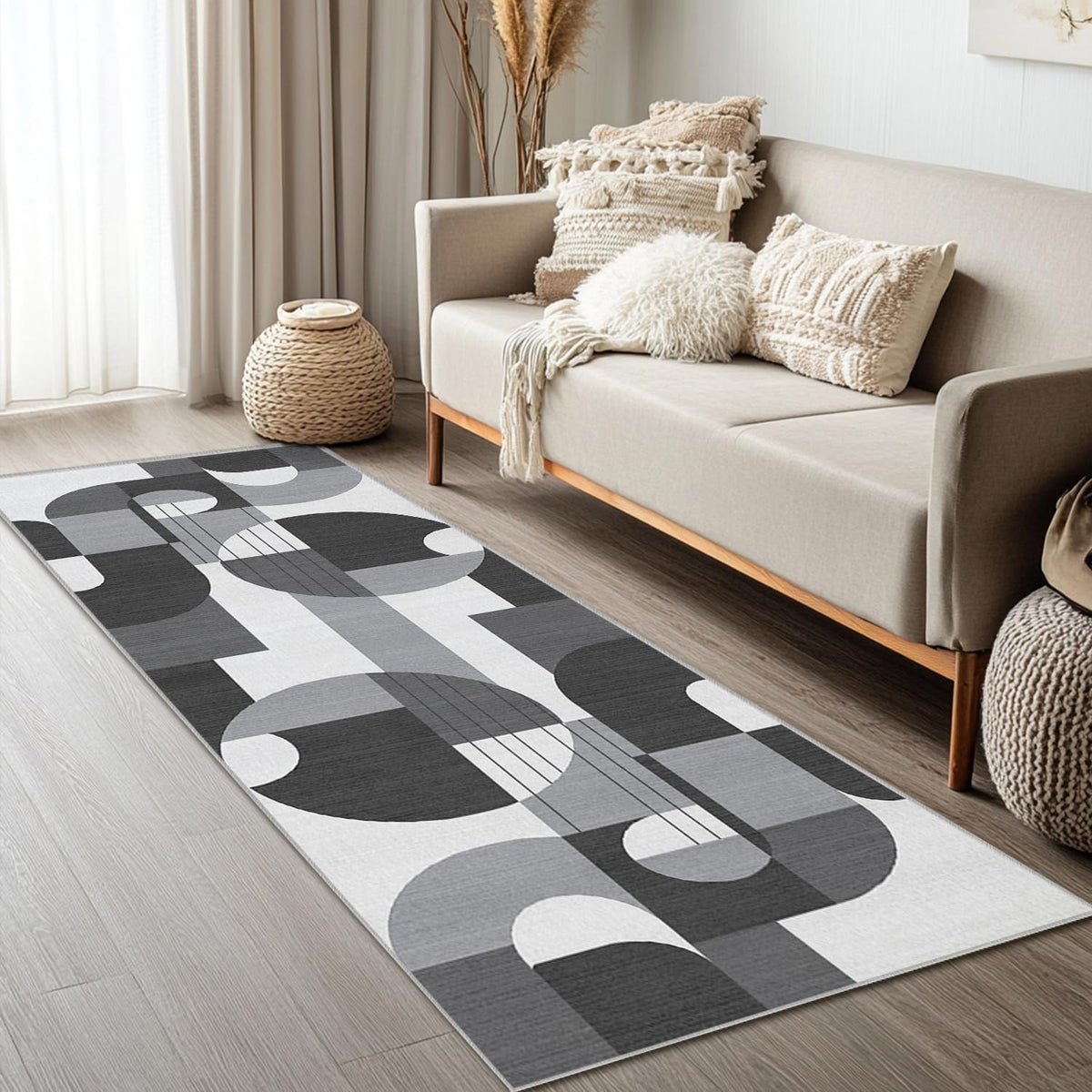 5x7 Area Rug Colorful Boho Geometric Carpet Modern Abstract Large Rug for Living Room Bedroom Machine Washable Non-Slip Rug for Dining Room Kids Playroom Office