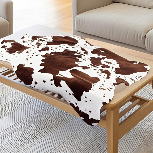 Sgizoku Cow Print Rug - 3.6x2.5 Feet Cow Hide Rugs Faux Cowhide Rug Cute Area Rug Fun Western Room Decor Cow Rugs for Living Room Bedroom Non-Slip Brown(43 inches x 29 inches)