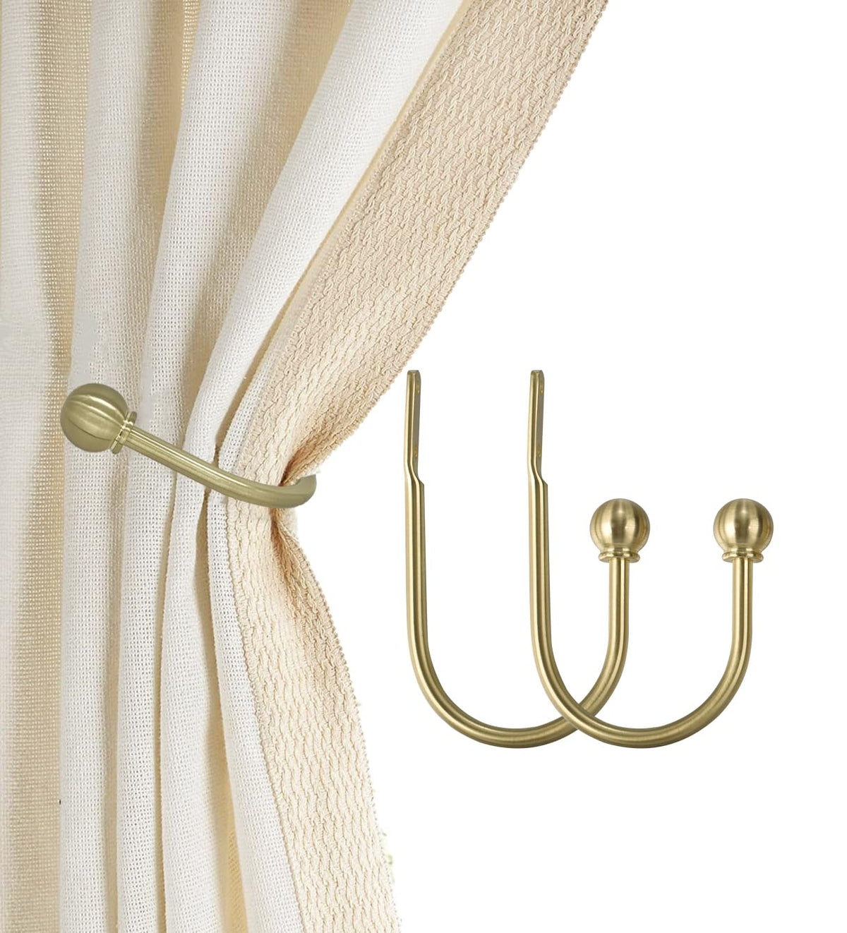 ARNORX Curtain Holdbacks, Hooks, 2 PCS，Solid Steel Hooks, Decorative French Ball End, Curtain Drapery Holdbacks, Wall Mounted, Curtain Tiebacks, Antique Bronze