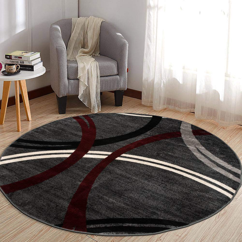 Rugshop Wavy Circles Fade-Resistant Living Room Area Rug Gray 5'3" x 7'3"