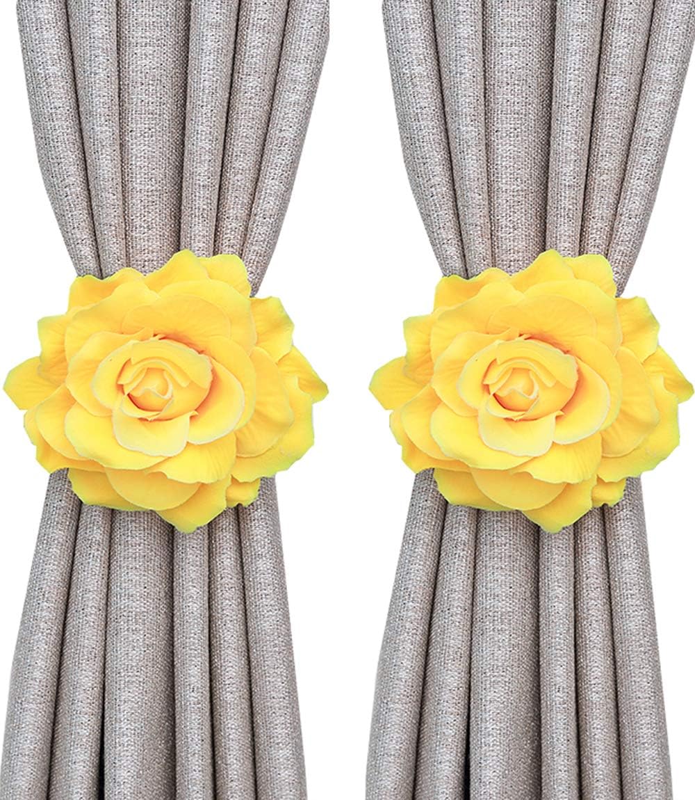 Magnetic Curtain Tiebacks, Rose Flower Tie Backs Rope