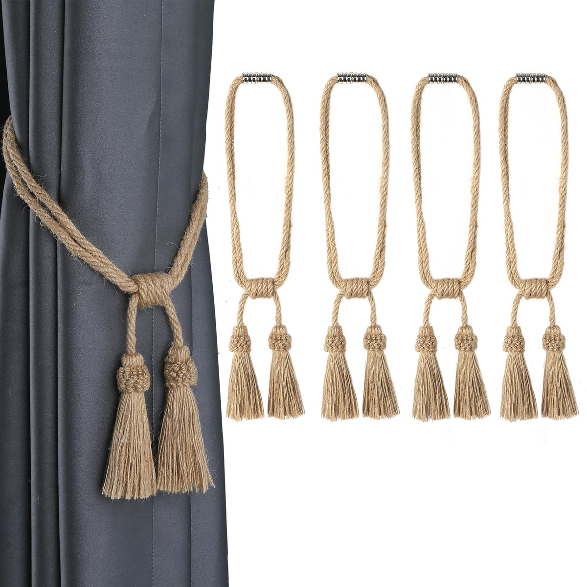 Magnetic Curtain Tiebacks Handmade Tassel Drapery Holdback,2P