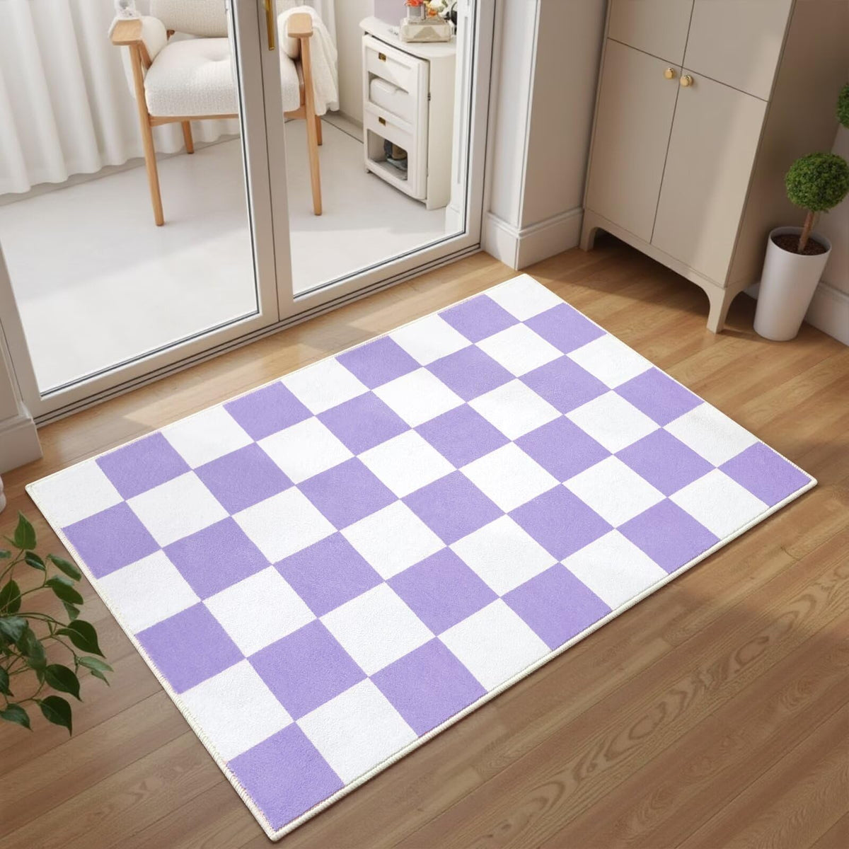 Terrug Multicolored Geometric Checkered Rug for Living Room, 5x7 Area Rugs