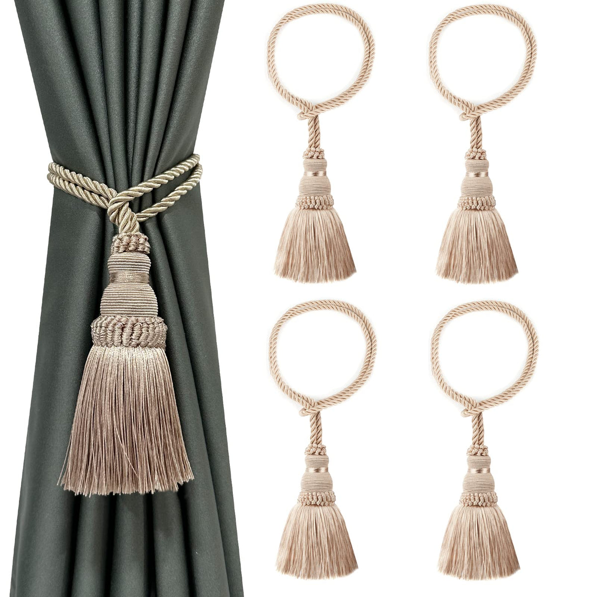 2 Pack Curtain Tie Backs Rope Tassels for Curtain Holdback