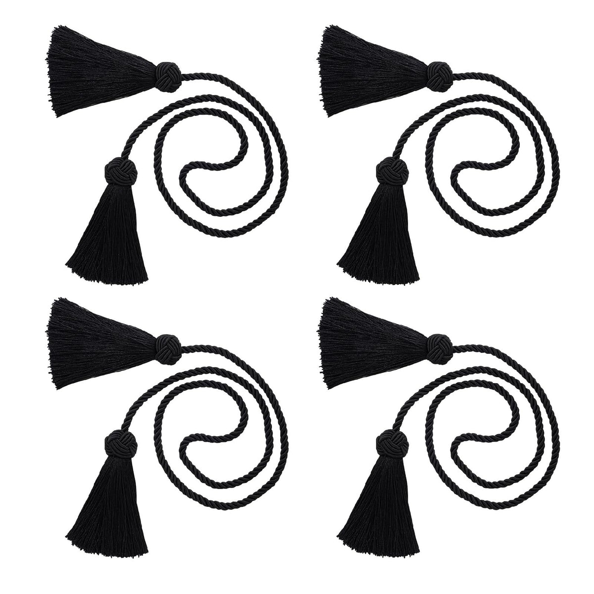 4 Pack Curtain Tiebacks Window Curtain Tiebacks Decorative Tassels Tieback Gold Rope with Tassels for Home Window Office Decoration(Gold)