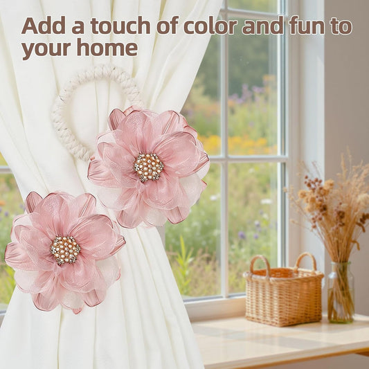 AULEEP Flower Curtain Holdbacks Tiebacks for Drapes Curtain Ties 2 Pack