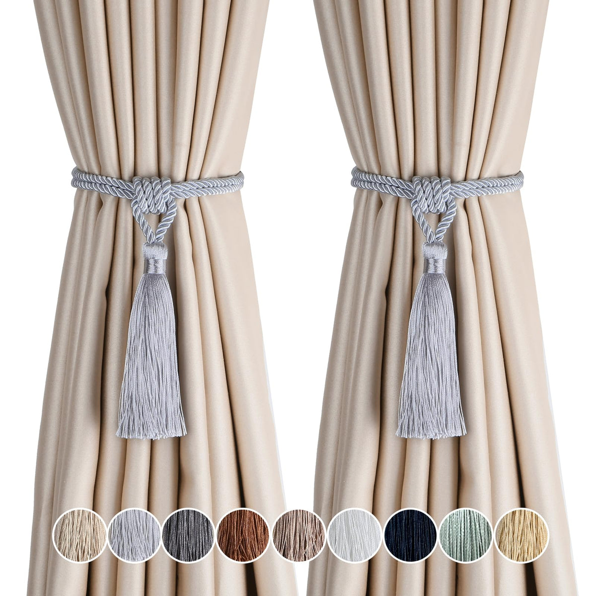 4 Pack Curtain Tiebacks Handmade Tassel Rope Curtain Holdbacks