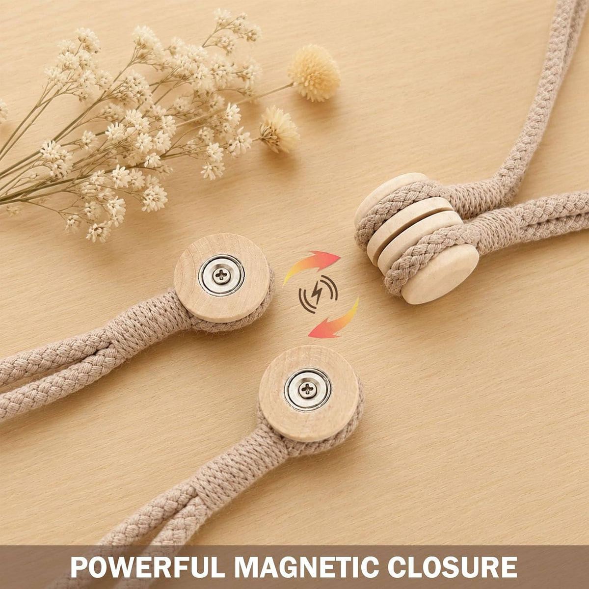 2 Pack Magnetic Curtain Tiebacks, Minimalist Curtain Holdbacks (Brown)