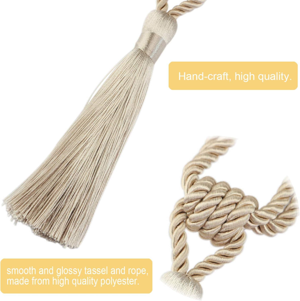 4 Pack Curtain Tiebacks Handmade Tassel Rope Curtain Holdbacks