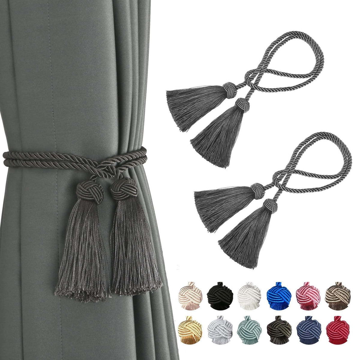 BEL AVENIR 2 Pack Handmade Rope Tassel Curtain Tiebacks