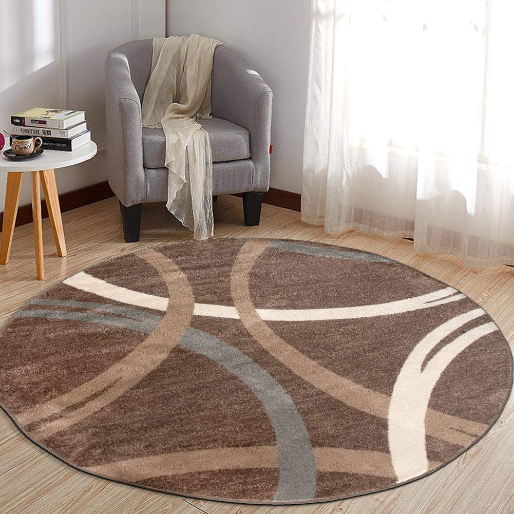 Rugshop Wavy Circles Fade-Resistant Living Room Area Rug Gray 5'3" x 7'3"