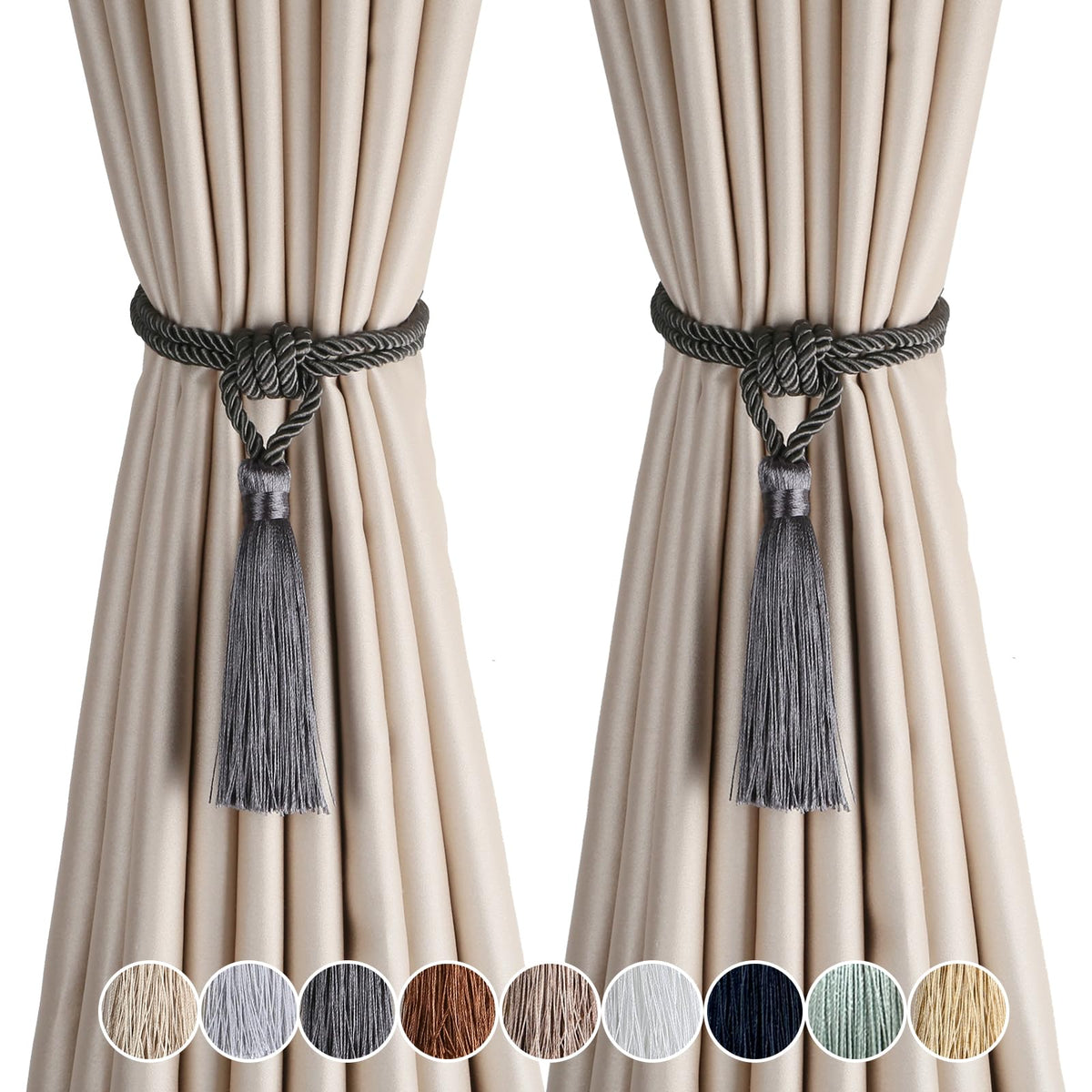 4 Pack Curtain Tiebacks Handmade Tassel Rope Curtain Holdbacks