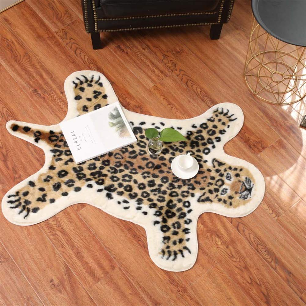 Seek4comfortable Leopard Print Rug Faux Cowhide Cheetah Skin Rug Home Decor